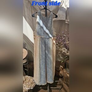 Free People Blue and Beige Jumpsuit